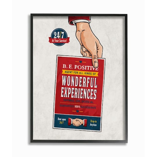 Stupell Industries Be Positive Comic Book Design with Black Frame Wall Accent